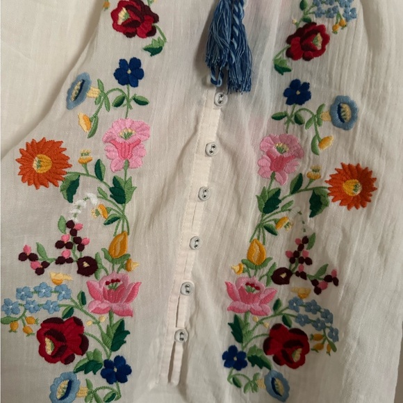 Spell Women's Floral Embroidered Cream Blouse - Picture 3 of 5